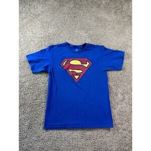 Superman Shirt Mens Medium Blue Red DC Comics Short Sleeve Cotton Casual